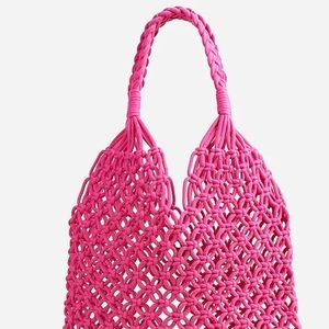 🩷 J.Crew Cadiz Hand-Knotted Rope Tote Bag NWT in Fuchsia